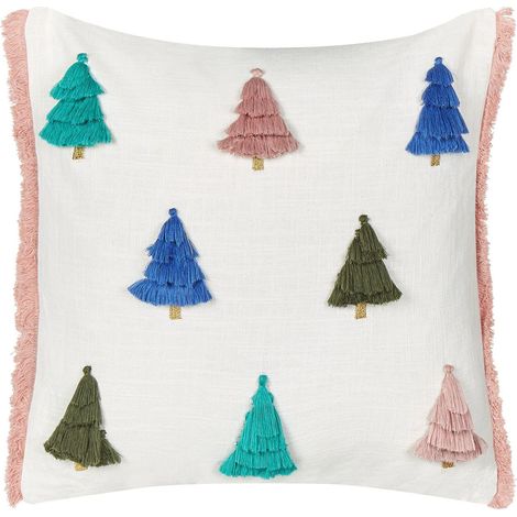 Cuscino Decorativo Accessorio decorativo in cotone Motivo natalizio Stampa albero di Natale 45 x 45 cm Multicolore Skimmia