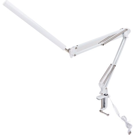 Lampe de bureau LED à bras articulé, réglable, protection des yeux, liseuse étudiante avec pince fixe, pour étude, bureau, tatouage, blanc (1/5)