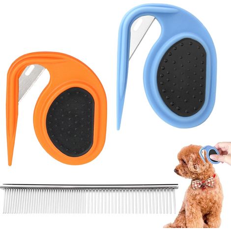 2 Pièces Peigne de Nouage avec Peigne, Peigne pour Chien avec Nœud Ouvert, Coupe Noeud Chat Poil Long Maison Peigne D'épilation pour Chien et Chat pour Éliminer les Poils Emmêlés et Lâches (1/5)