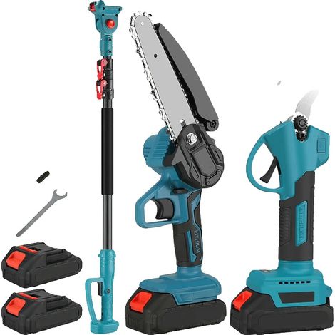 Tijeras de podar, mango ajustable, funcionamiento inalámbrico, sierra eléctrica + tijeras + grande (1/2)