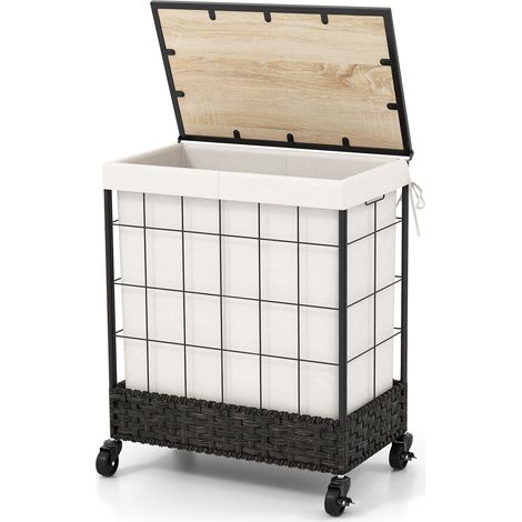 Laundry Hamper 130L Large Capacity Handwoven Rattan Laundry Basket with Lid (1/5)