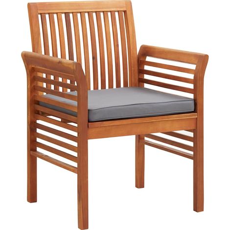 Chaise à dîner de jardin avec coussin-Chaise à manger-Chaise de cuisine Bois d'acacia massif (1/5)