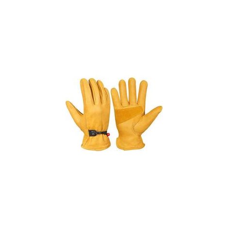 Épaississement Jaune (XL) - Gants de Jardinage pour Hommes/Femmes, Gants de Travail en Cuir de Vachette, Gants de Travail pour Jardin Anti-épines et Anti-Coupures