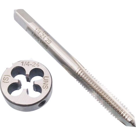 Filière Et Tarau - 1/4"-24 UNS - Acier À Outils Haute Vitesse - Droit - Pour Métaux - Lot De 2 Pièces