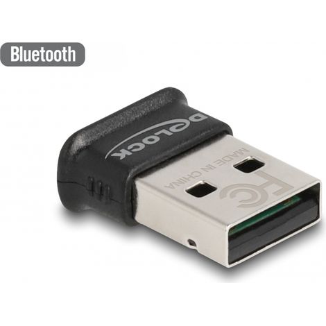 Delock Adaptador USB Bluetooth 5.0 Clase 1 en diseÃ±o micro - Funciona a un mÃ¡ximo de 100 metros