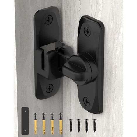 Pêne de porte en zinc et acier inoxydable, noir, sans perçage, verrouillage simple, pour salle de bain et meublesLot de 2 pièces (1/4)