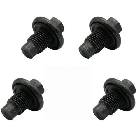 Green Mobility-Kit de 4 bouchons de vidange d'huile avec joints M14x1,5, bouchon de vidange d'huile en acier au carbone à visser avec rebord, bouchon de vidange d'huile rainuré avec capuchon (1/4)