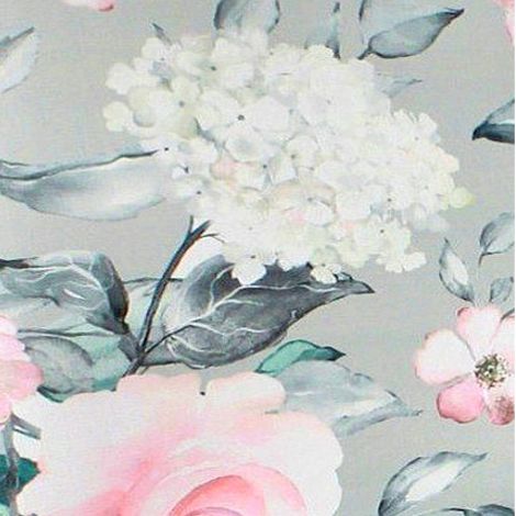 Housse de chaise grise à motifs de roses et de fleurs, élastique [21CU] (1/5)