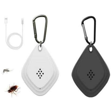 (Blanc+Noir) Répulsif Moustique Ultrason Portable Ultrasonique Anti-Moustique Tueur Électronique Anti-Moustique Chargement USB, Pratique et Portable pour Anti-Insecte Anti-Moustique (1/5)