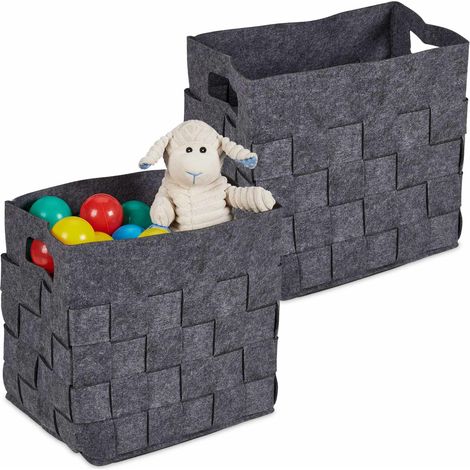 Cesta de almacenamiento gris en fieltro juego de 2