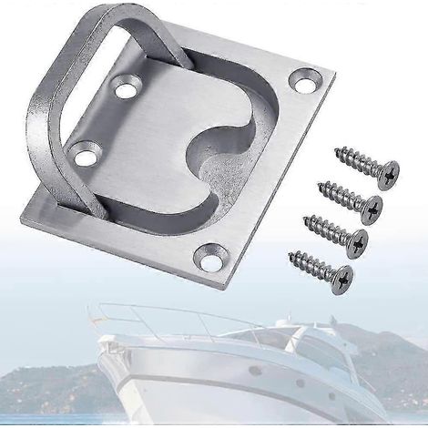 Poignée de tiroir encastrée en acier inoxydable, poignée encastrée pour bateau, poignée de trappe de bateau avec 4 vis, couvercle de trappe de rangement encastré compatible avec les portes de rangemen (1/5)