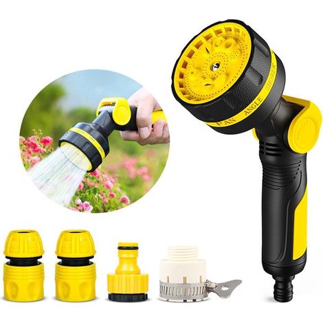 Ugello a spruzzo ad alta pressione per tubo da giardino con 10 tipi di getto e comando a pollice per una facile regolazione dell'acqua, ideale per il giardino e il lavaggio dell'auto. (1/4)