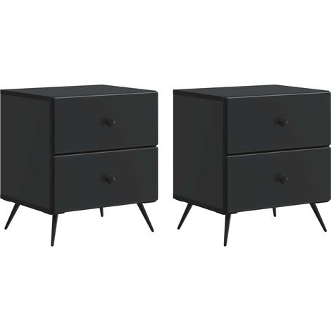 vidaXL Armadio da Notte con cassetto 2 pcs Nero 43 x 34,5 x 47,5