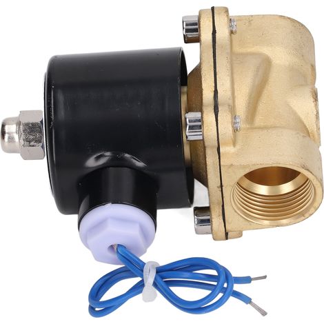 Électrovanne 2W normalement fermée, corps en laiton et noyau cuivre, bobine électrique pour eau gaz huile, 3/4 pouce DC12V (1/5)
