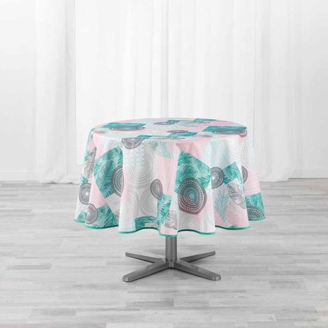 Nappe Antitache Ronde "Peachy" 180cm Bleu & Rose (1/3)