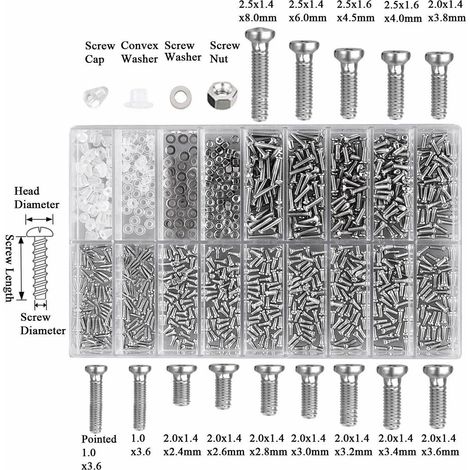 Kit de réparation de lunettes et de lunettes de soleil : vis, petites vis, outils en acier inoxydable (environ 1 000 pièces). (1/5)