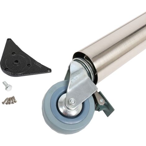 Tischbein Tischstütze auf Rolle mit Bremse ø 60mm Höhe 870 mm Edelstahl Optik