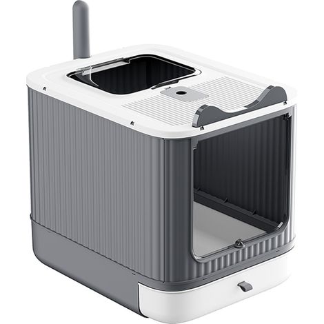 Bac à litière fermé pour chat avec couvercle amovible, maison de toilette pour chat Bac à litière pour chat, maison de toilette, bac amovible, avec poignée et pelle (1/5)