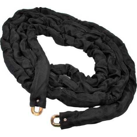 Chaîne en acier trempé 10 mm haute résistance - maillons soudés gaine protectrice (5 mètres)