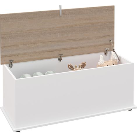Banc coffre de rangement, naturel, 100 x 40 x 40 cm, 120 kg, avec couvercle, pour salon chambre entrée, assise confortable
