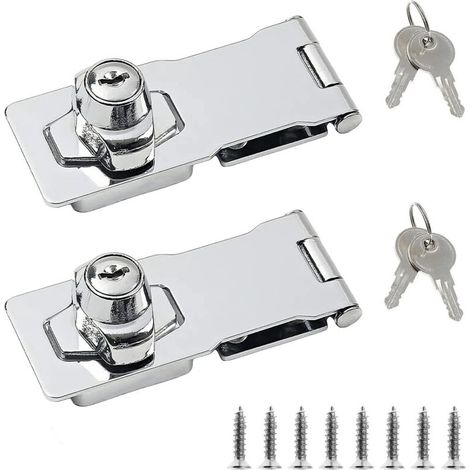Lot de 2 cadenas à moraillon en acier inoxydable 4 pouces – JINFGERNE – Loquet sécurisé pour porte, abri de jardin et armoire