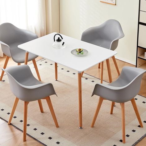 Wokaka Lot de 4 chaises de salle à manger -Pieds en hêtre - Chaises de salle à manger scandinaves - Gris