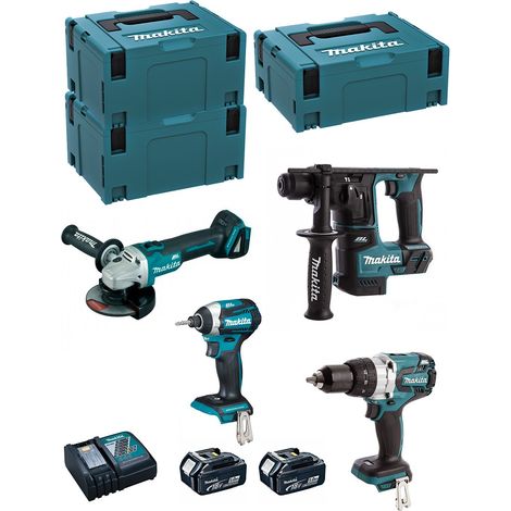 MAKITA Kit MK406RTJ (DHR171 + DHP481 + DTD154 + DGA504 + 2 x 5,0 Ah + DC18RC + MAKPAC 2 + 2 x MAKPAC 3) (1/5)