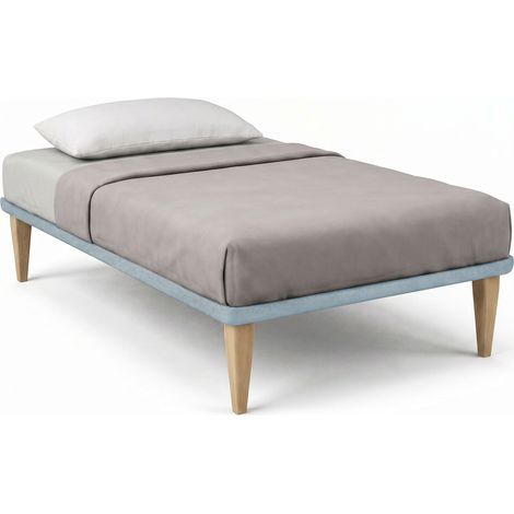 Letto 1 Piazza e Mezza con Rete Rivestita 120x200 cm Microfibra Azzurro Tessis (1/5)