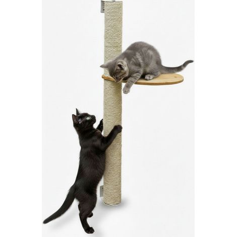 96 cm Tiragraffi da Parete con 1 Ripiano - Albero per Gatti - Colonna in Sisal (1/5)