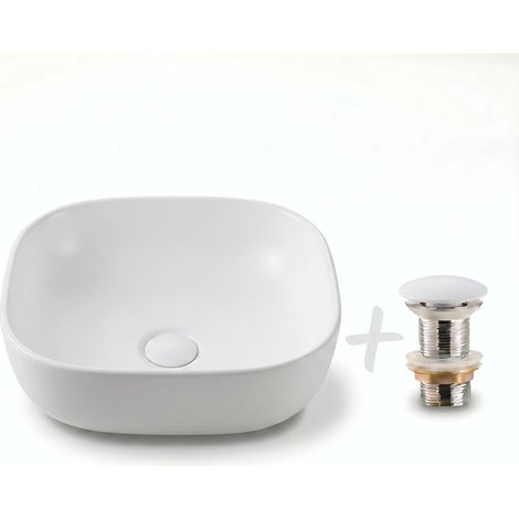 Vasque à poser 45,5 x 32,5 cm avec bonde sans trop-plein blanc mat Infinitio SAT (SATINF4532M-SETBP)
