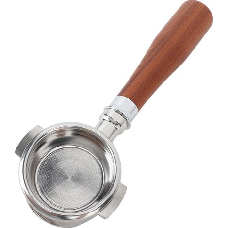 Porte-filtre sans fond de 58 mm avec poignée en bois, compatible avec Expobar E61, Flair 58, Sanremo et Faema en palissandre noir. (1/5)