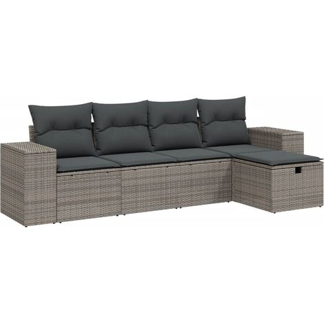 Maison Exclusive - 5-tlg. Garten-Sofagarnitur mit Kissen Grau Pol