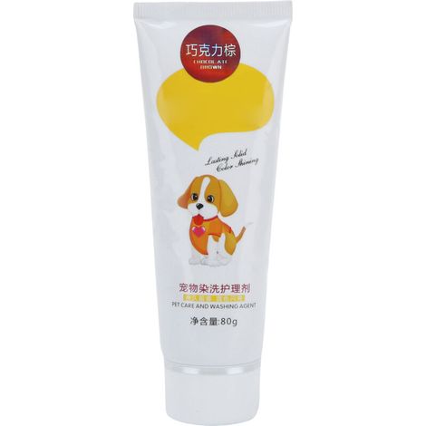 Qcwwy Gel de Teinture pour Poils d'animaux de Compagnie, Coloration Semi-permanente pour Animaux de Compagnie, Colorant de Qualité Alimentaire pour Chiens, Chiots(Chocolat Brun) (1/5)