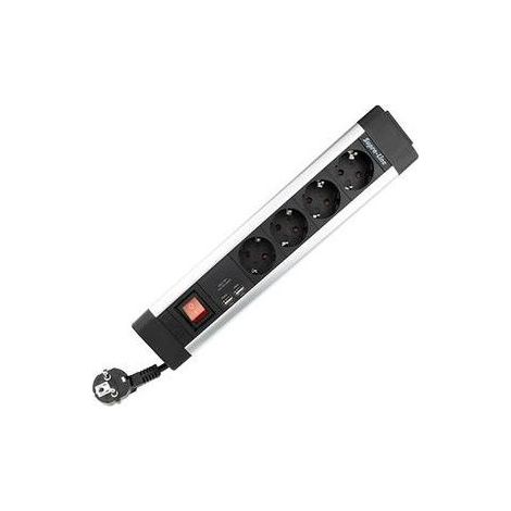 REV 0014438713 Supraline Multipresa 4 Prese 2 Porte USB Interruttore Cavo 2,2 m 3500 W colore Argento