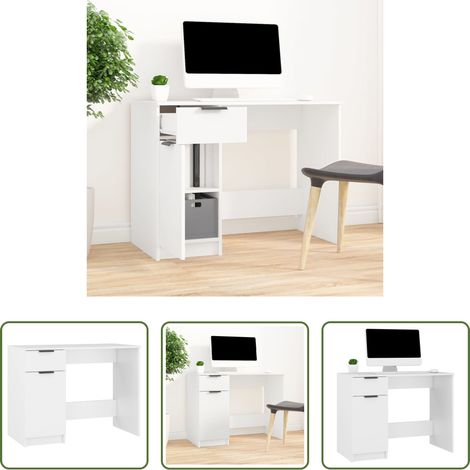 Rangement bureau - Bureau Blanc 100x50x75 cm Bois d'ingénierie (1/5)