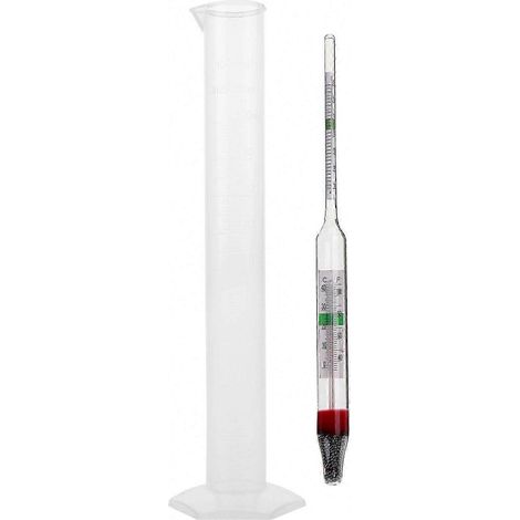 Kit d'analyse d'eau de mer comprenant un salinomètre, un hydromètre et une éprouvette graduée pour des mesures précises (ensemble de 5 pièces). (1/4)