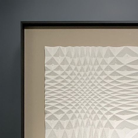 IRANA Tableau peinture à l'huile relief carré cadre aluminium noir - 50x50 cm (1/4)