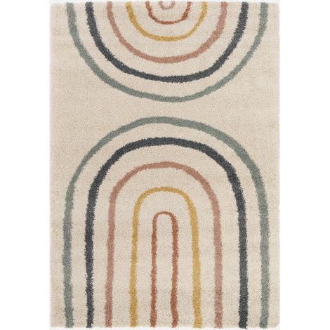 Alfombra infantil rainbow, interior crema y multicolor