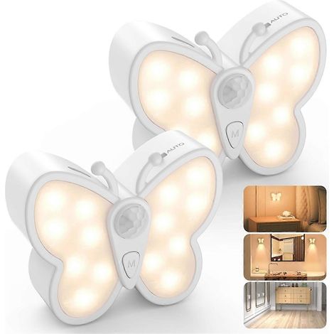 Nachtlicht mit Bewegungsmelder, 2er-Pack, dimmbare LED-Nachtlampe