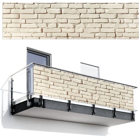 BRISE-VUE POUR BALCON Bricks - Wall - Luminaire - Blanc 300x75 cm