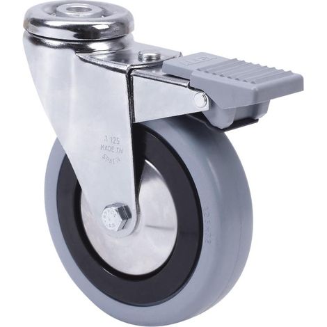 rueda giratora agujero m12 freno 20afd125cp-pgasb poliamix-goma gris bolas (1/2)