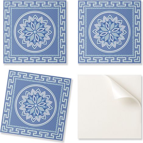 Azulejos decorativos autoadhesivos para pared de sal贸n, dise帽o de mosaico floral, 9x30x30 cm.