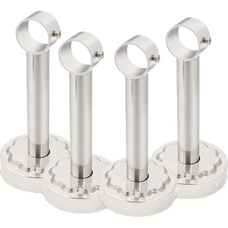 Lot de 4 Support De Tringle A Rideaux en Acier Inoxydable Montage au Plafond Support de Barre de Placard pour Barre de Rideau de Douche Tube d'armoire Suspendre (Hauteur 150mm) (1/5)