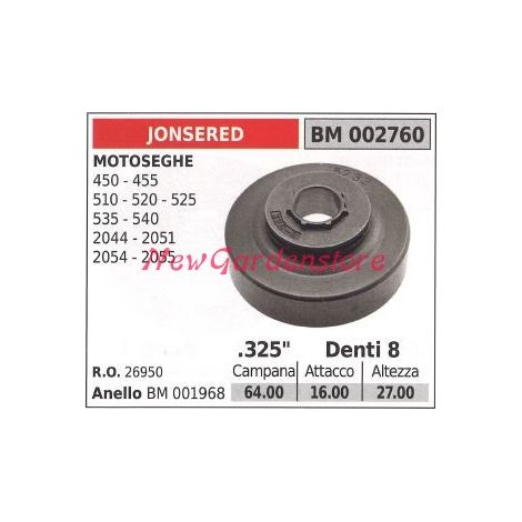 Pignone JONSERED motore motosega 450 455 510 520 535 325' denti 8 002760 26950