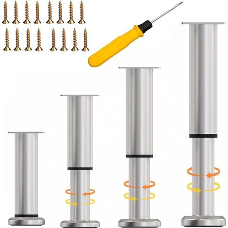 Adjustable Furniture Legs, Bed Legs, Bathroom Furniture Legs, Coffee Table Legs, Adjustable Height, Load Capacity 800 kg (Stainless Steel, 25-42 cm) (1/3)