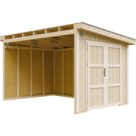 Timbela – Abri de jardin bois 8,68 m² – Panneaux LP SmartSide 10 mm – H231 cm – Double porte H180 cm – 3 parois latérales – M939B (1/5)