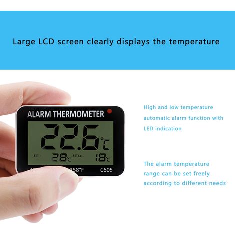 Thermomètre Numérique pour Réfrigérateur Congélateur avec Grand Écran LCD et Support (1/5)