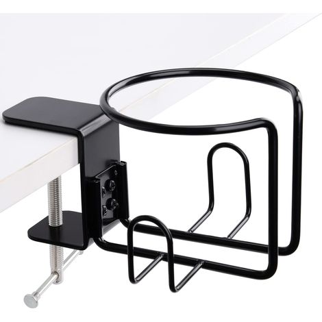 Porte-gobelet de Bureau à Clipser Anti-déversement pour Chaise de pelouse, Montage Horizontal ou Vertical, 1 pièce, Noir (1/5)