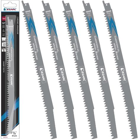 Jeu de 5 lames de scie sabre pour bois, accessoires de scie sabre, R1231GS pour coupes rapides 300 mm 5TPI (5 pièces) (1/5)