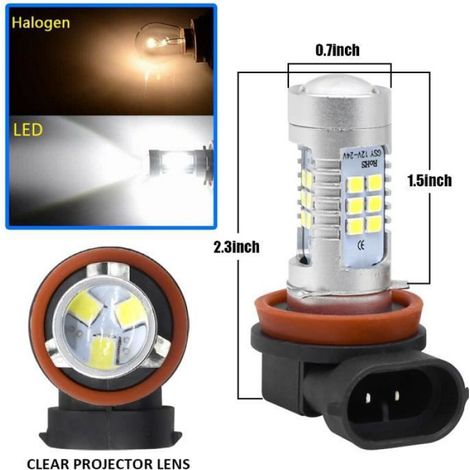 Ampoule De Brouillard LED - H8 H11 H16 - 6000K Blanc - 200W - 2000 Lm - IP68 - 21x2835 SMD - Pour Voiture - 2 Pièces (1/4)